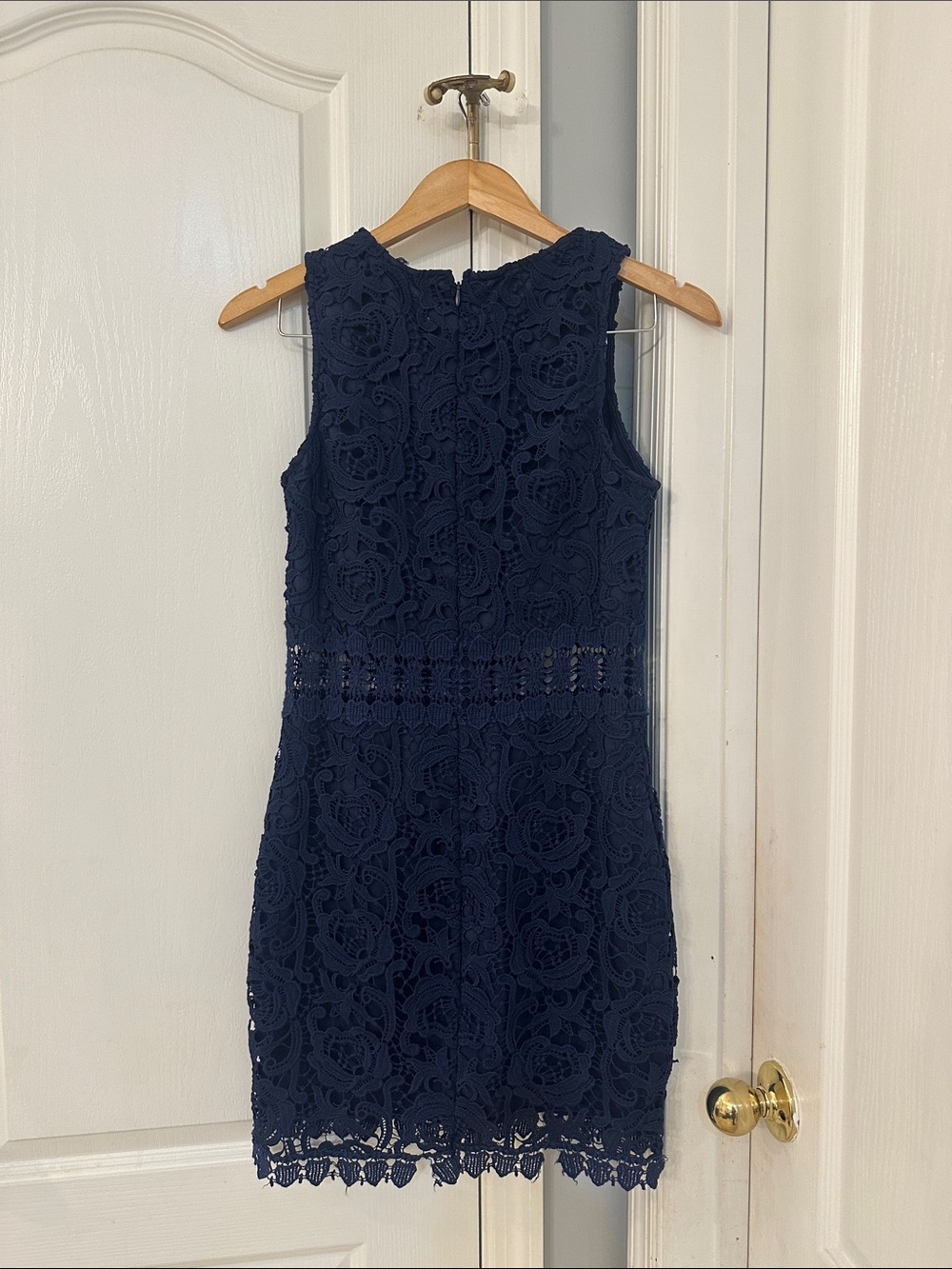 Just Me Navy Floral Lace Sleeveless Mini Dress - Picture 5 of 6